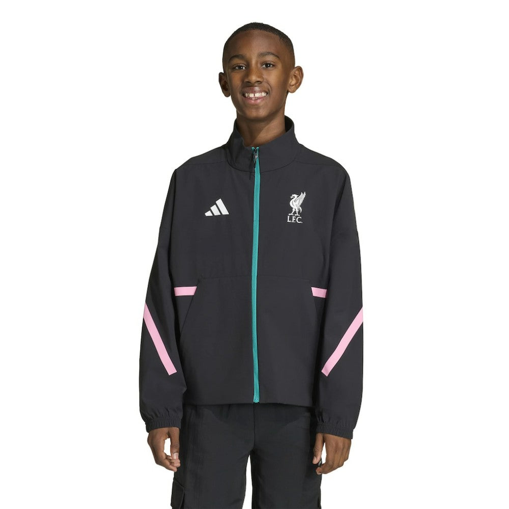 Adidas Liverpool Youth 2025/26 Club Anthem Full-Zip Jacket - Black