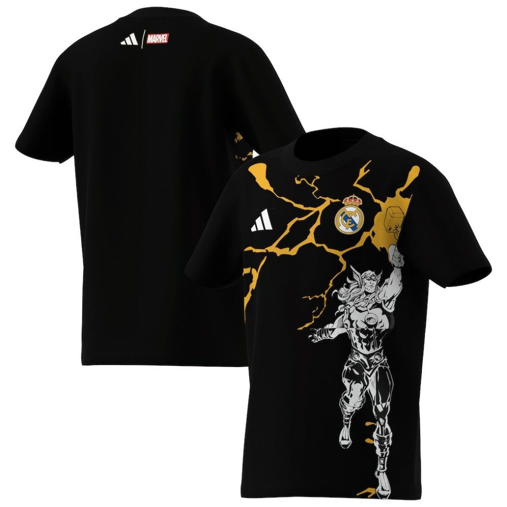 Adidas Real Madrid x Marvel Youth Graphic T-Shirts - Black