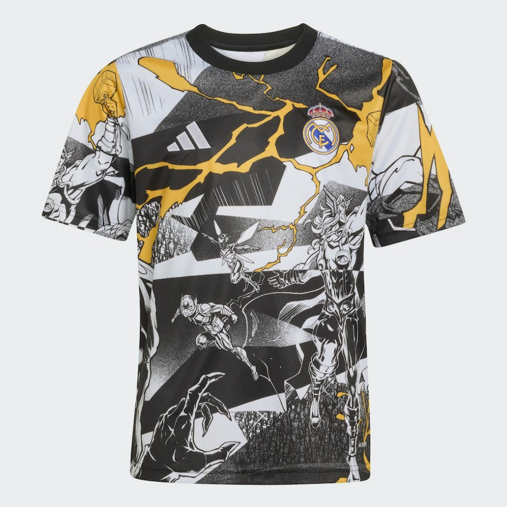 Adidas Real Madrid x Marvel Youth AEROREADY 2025/26 Pre-Match Top - White