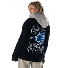 NBA - Orlando Magic The Wild Collective Unisex Full-Button Denim Hooded Jacket - Black