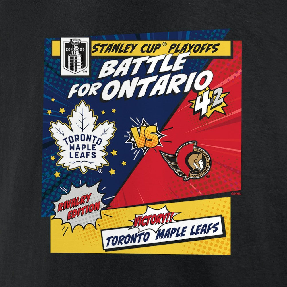 Toronto Maple Leafs vs. Ottawa Senators - 2025 Stanley Cup Playoffs Rivalry Comic Pop T-Shirt Black