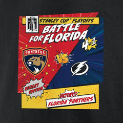 Florida Panthers - vs. Tampa Bay Lightning 2025 Stanley Cup Playoffs Rivalry Comic Pop T-Shirt Black