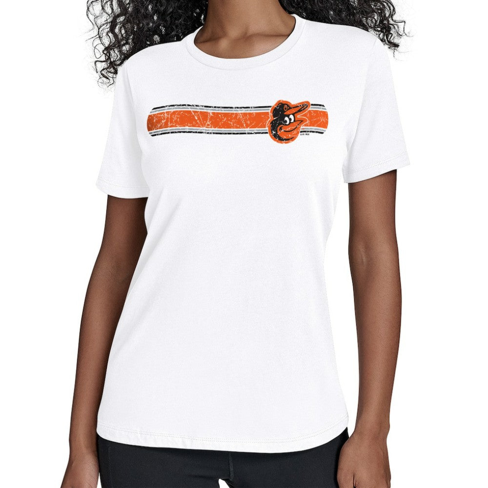 Baltimore Orioles Starter Women's Team Stripe T-Shirt On Sale