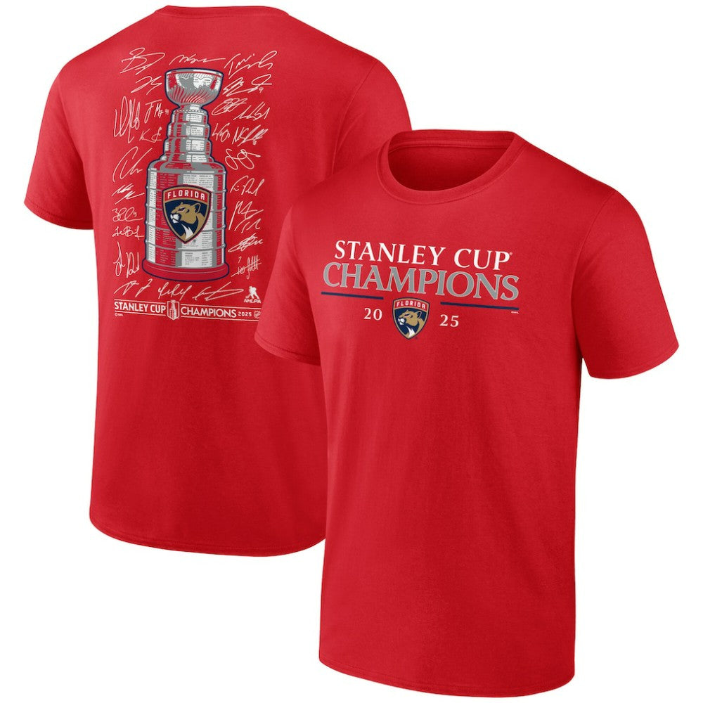 Florida Panthers - Fanatics 2025 Stanley Cup Champions Signature Roster T-Shirt Red