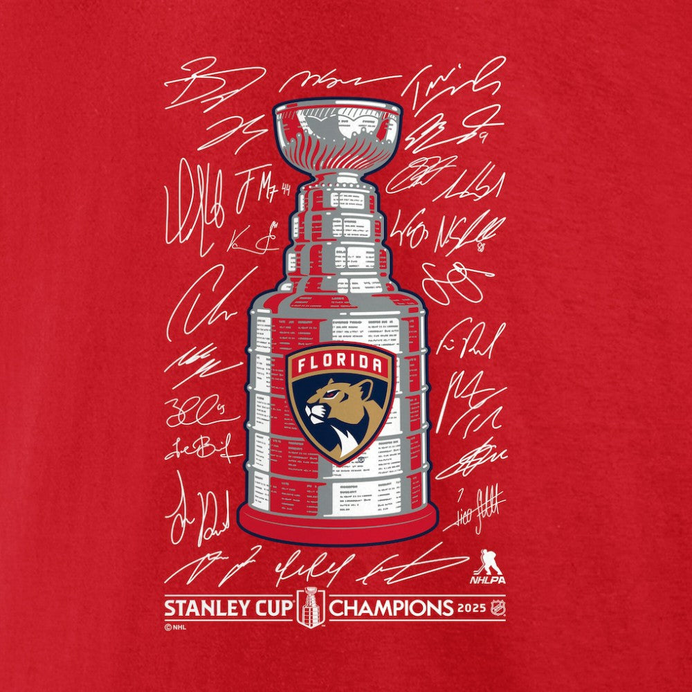 Florida Panthers - Fanatics 2025 Stanley Cup Champions Signature Roster T-Shirt Red