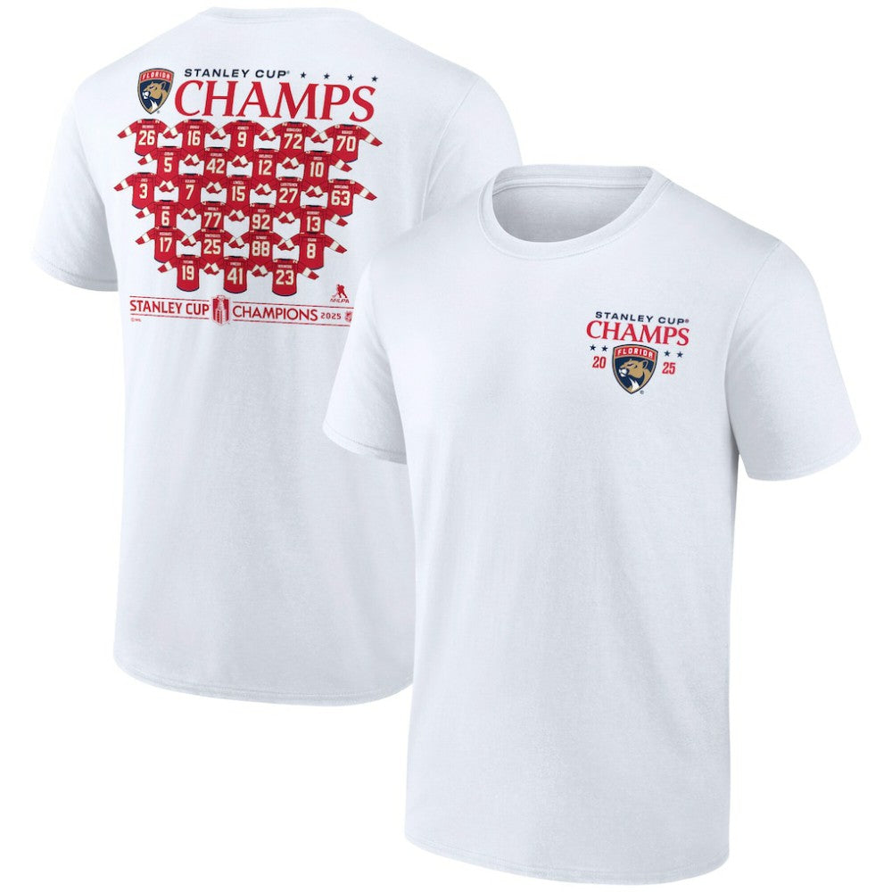 Florida Panthers - Fanatics 2025 Stanley Cup Champions Jersey Roster T-Shirt White