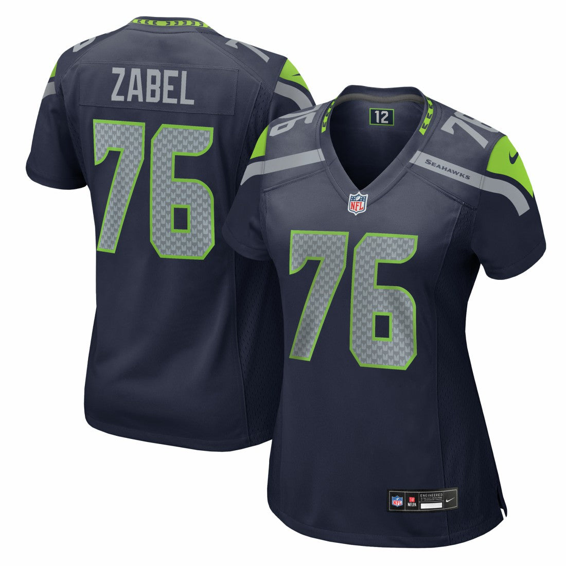 Grey Zabel Seattle Seahawks Women's Team Game Jersey College Navy - Nike