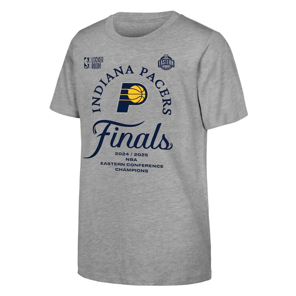 NBA - Indiana Pacers Youth Heather Gray 2025 Eastern Conference Champions Locker Room T-Shirt