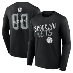 NBA - Brooklyn Nets Hustle Custom Long Sleeve T-Shirt - Black