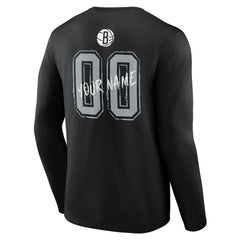 NBA - Brooklyn Nets Hustle Custom Long Sleeve T-Shirt - Black