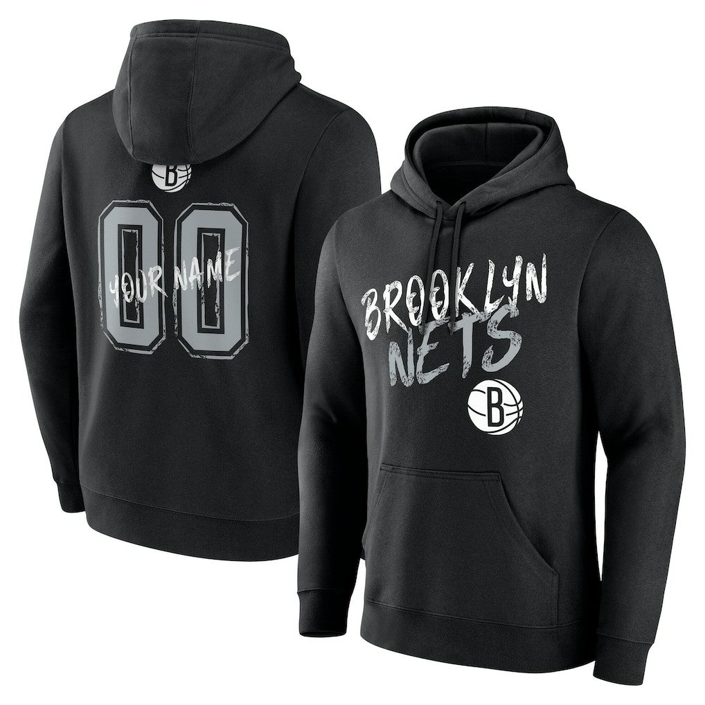 NBA - Brooklyn Nets Hustle Custom Pullover Hoodie - Black