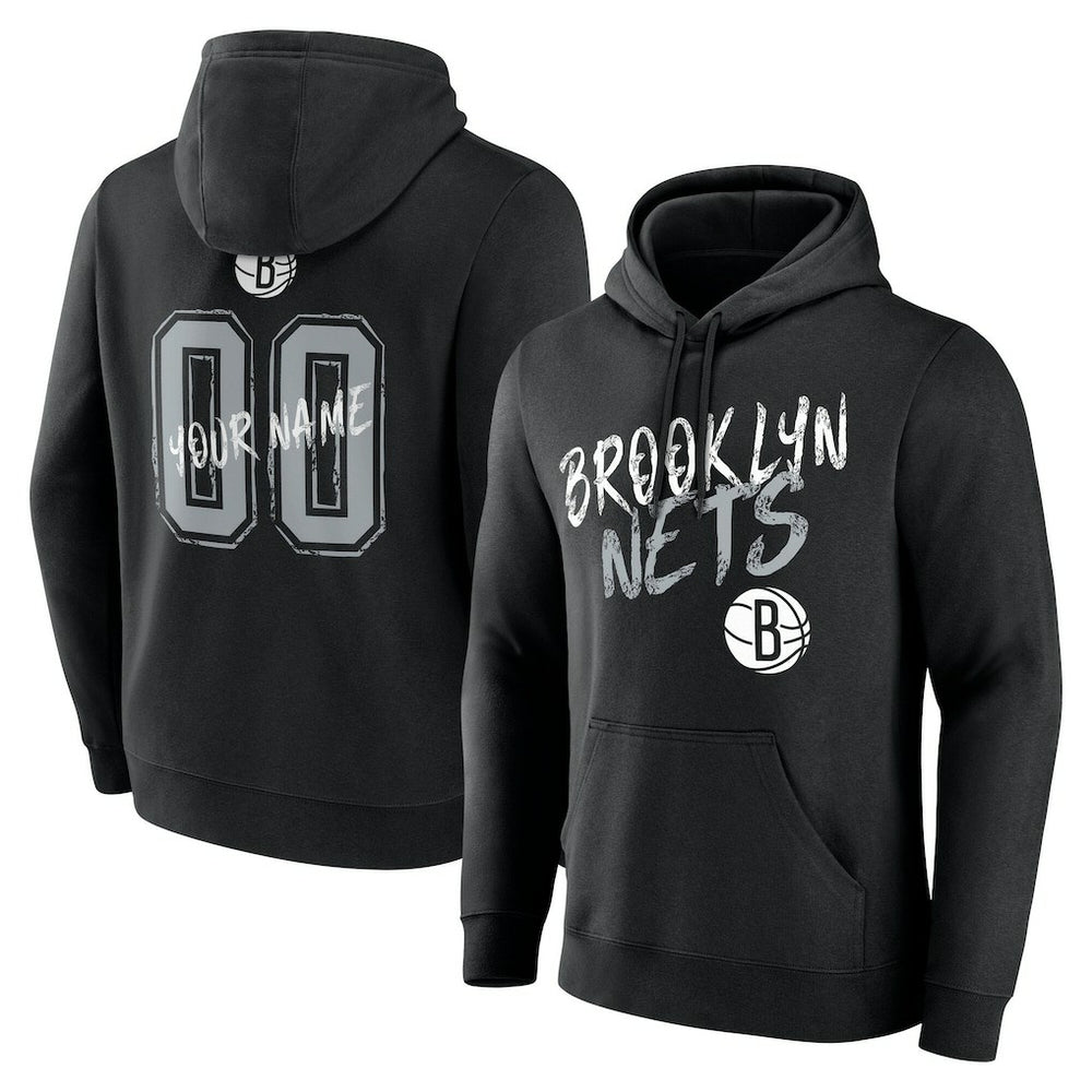 NBA - Brooklyn Nets Hustle Custom Pullover Hoodie - Black
