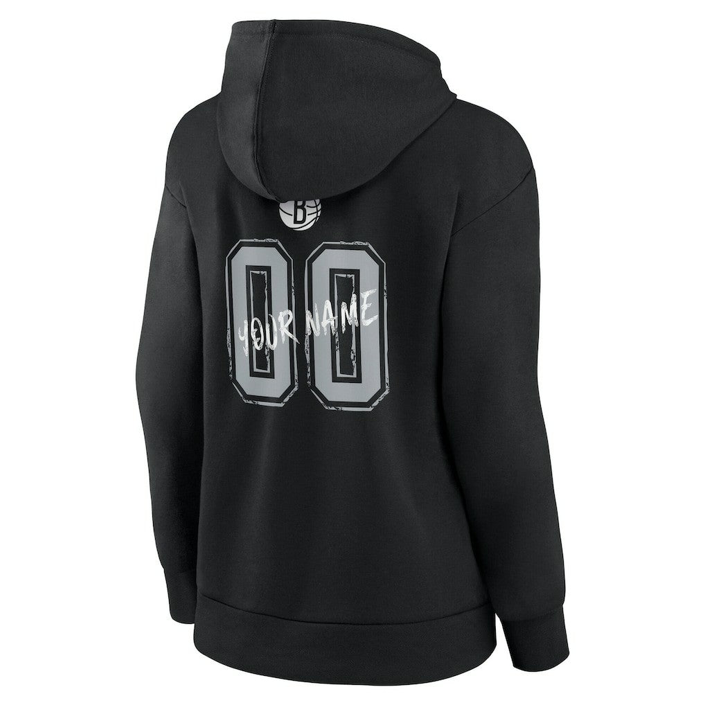 NBA - Brooklyn Nets Women's Hustle Custom Pullover Hoodie - Black