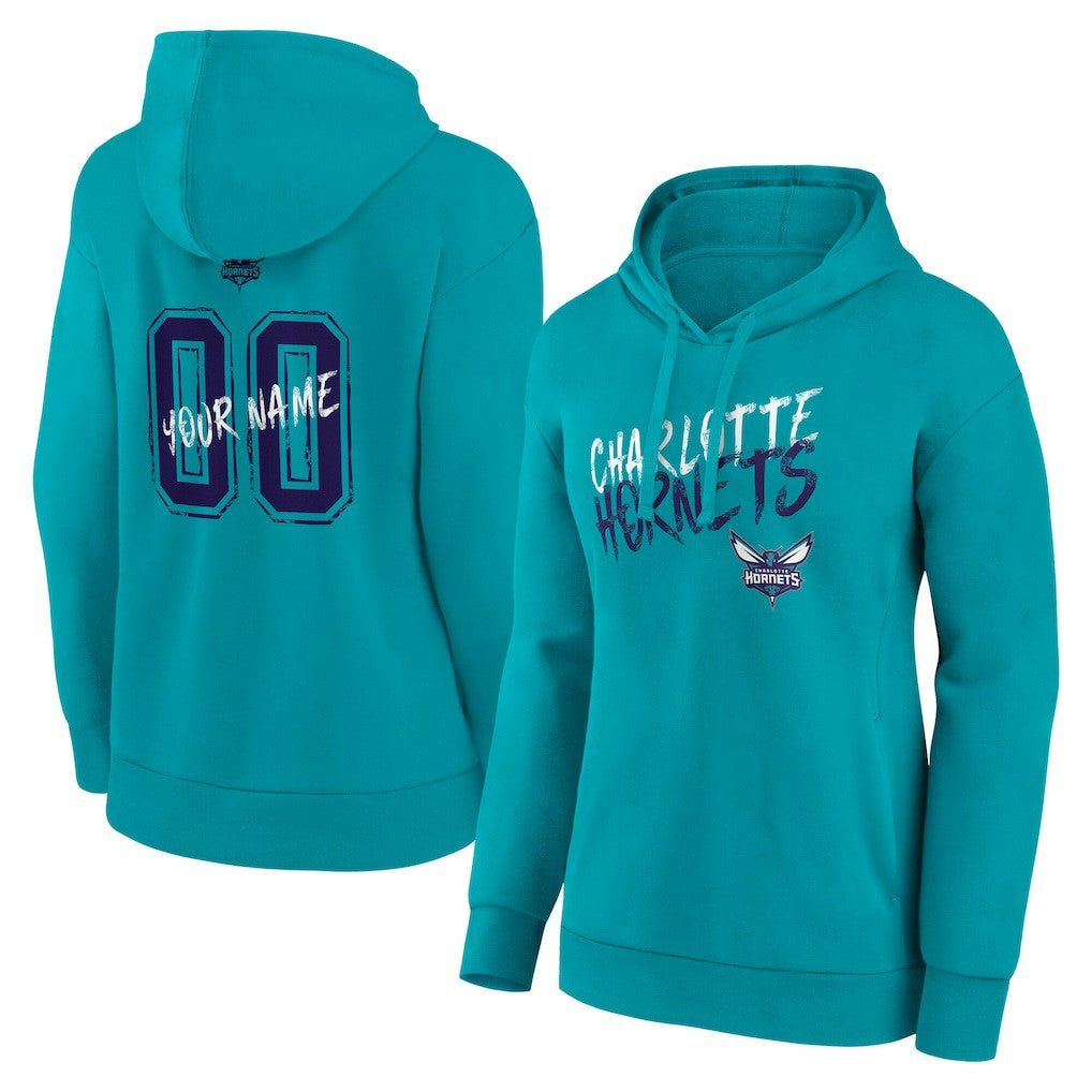 NBA - Charlotte Hornets Women's Hustle Custom Pullover Hoodie - Teal