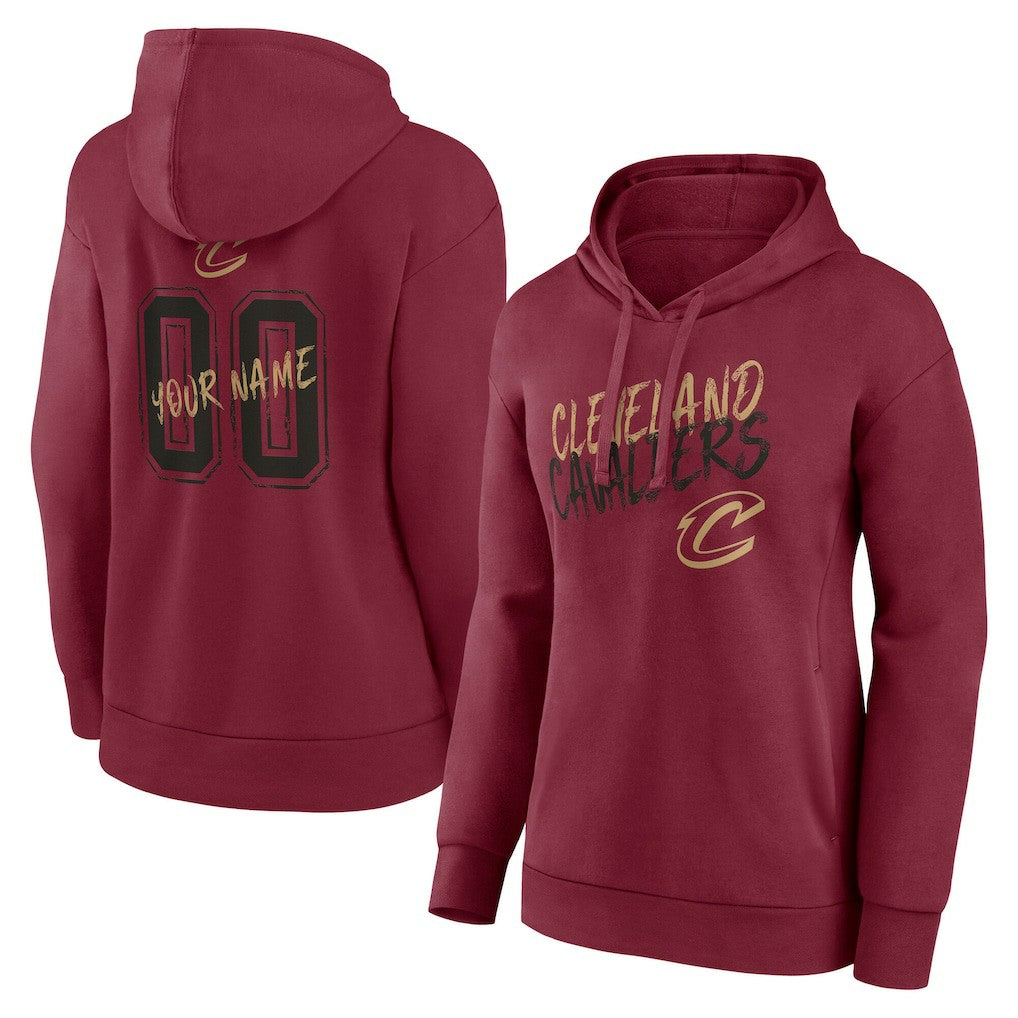NBA - Cleveland Cavaliers Women's Hustle Custom Pullover Hoodie - Wine