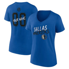 NBA - Dallas Mavericks Women's Hustle Custom V-Neck T-Shirt - Blue