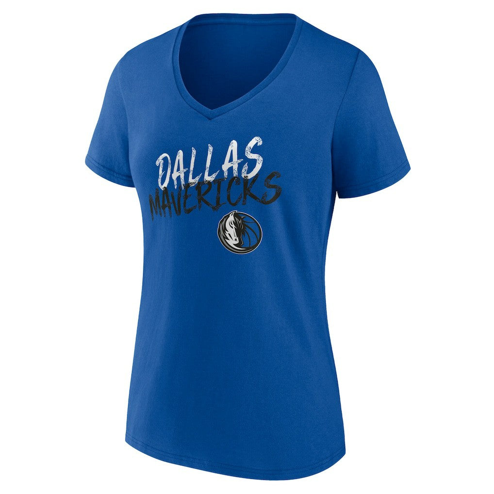 NBA - Dallas Mavericks Women's Hustle Custom V-Neck T-Shirt - Blue