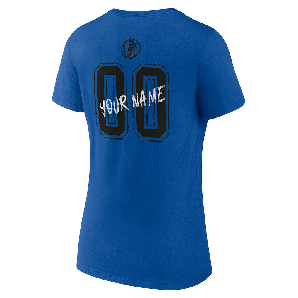 NBA - Dallas Mavericks Women's Hustle Custom V-Neck T-Shirt - Blue