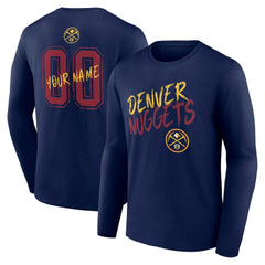 NBA - Denver Nuggets Hustle Custom Long Sleeve T-Shirt - Navy