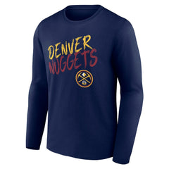 NBA - Denver Nuggets Hustle Custom Long Sleeve T-Shirt - Navy
