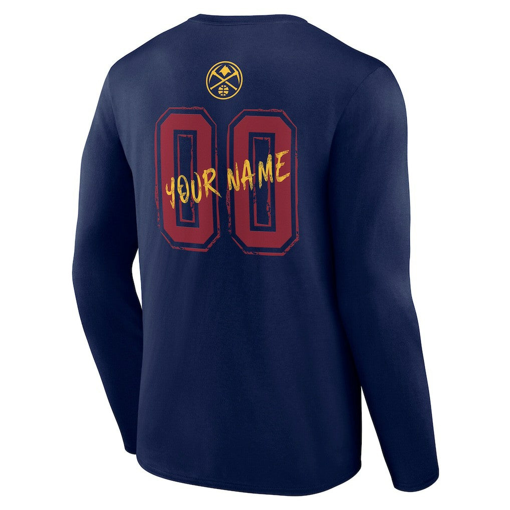 NBA - Denver Nuggets Hustle Custom Long Sleeve T-Shirt - Navy