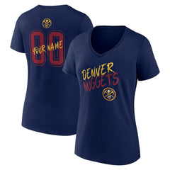 NBA - Denver Nuggets Women's Hustle Custom V-Neck T-Shirt - Navy