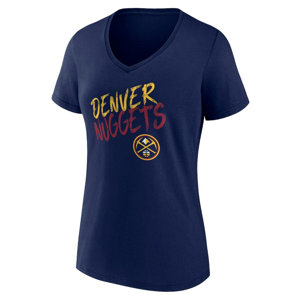 NBA - Denver Nuggets Women's Hustle Custom V-Neck T-Shirt - Navy