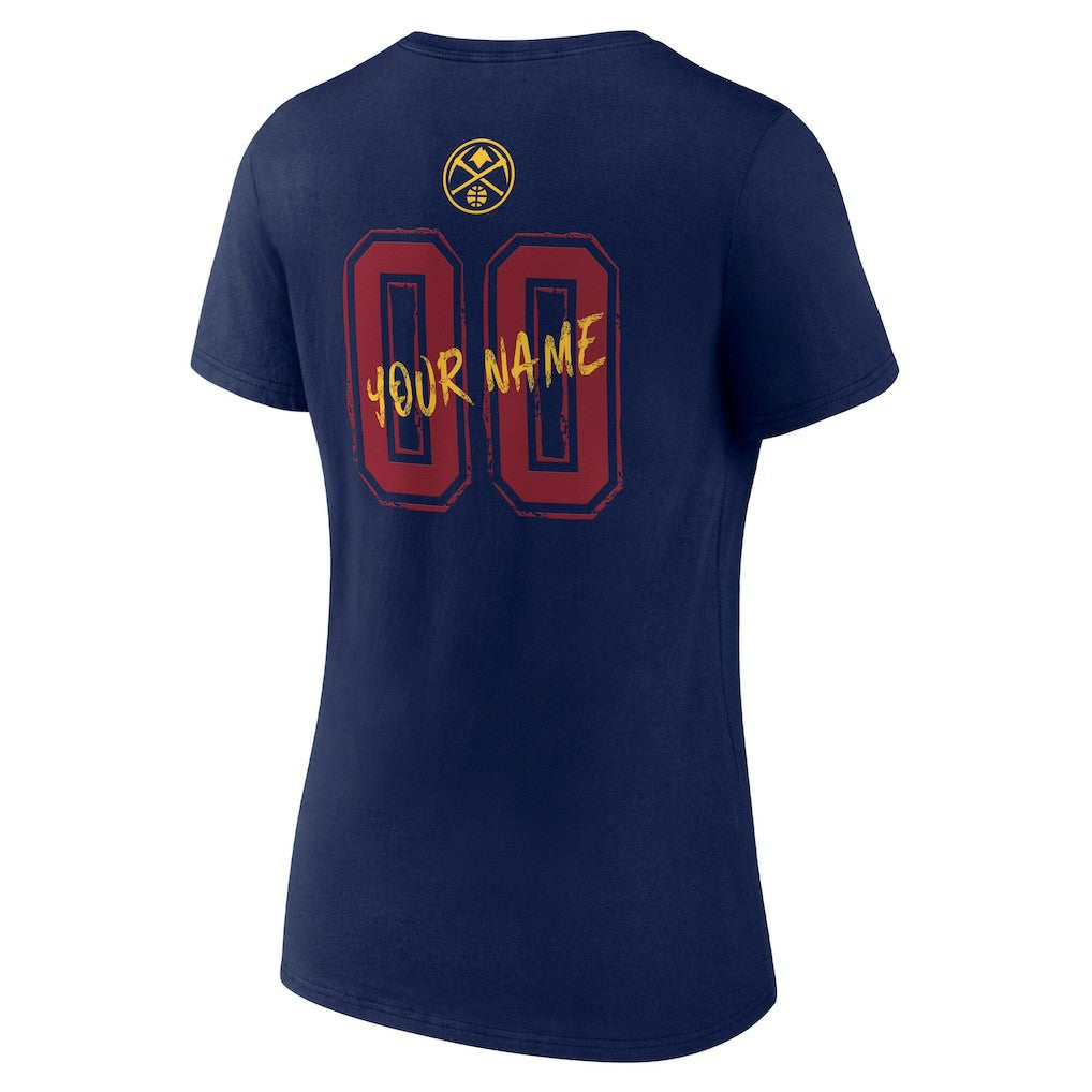 NBA - Denver Nuggets Women's Hustle Custom V-Neck T-Shirt - Navy
