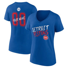 NBA - Detroit Pistons Women's Hustle Custom V-Neck T-Shirt - Blue