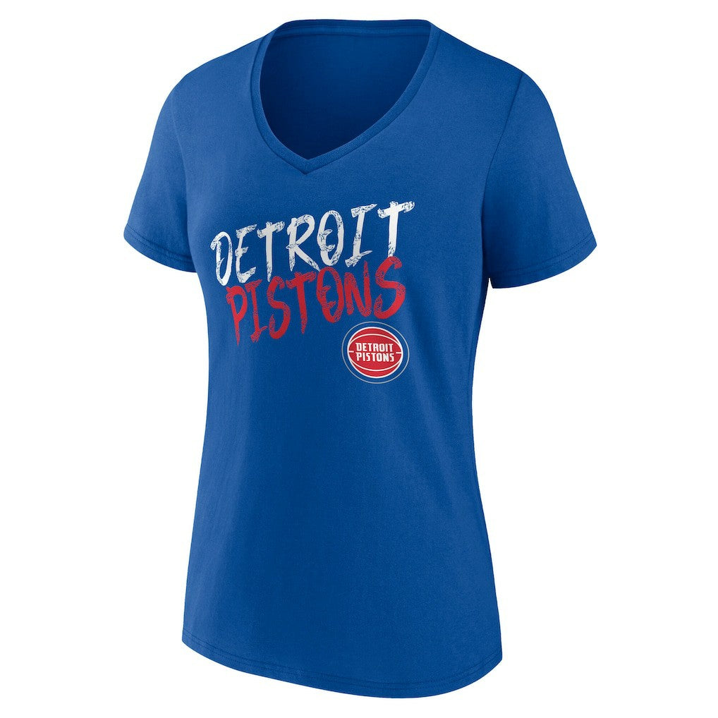 NBA - Detroit Pistons Women's Hustle Custom V-Neck T-Shirt - Blue
