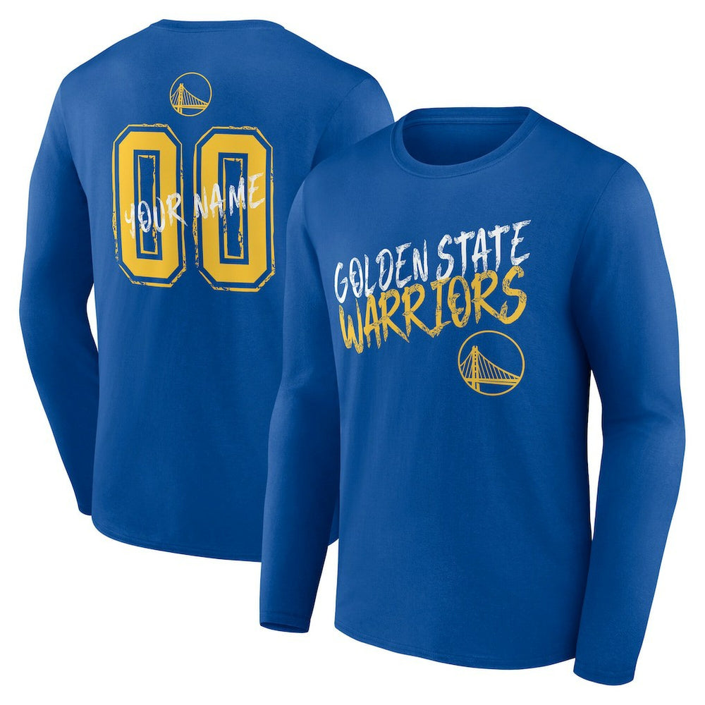 NBA - Golden State Warriors Hustle Custom Long Sleeve T-Shirt - Royal
