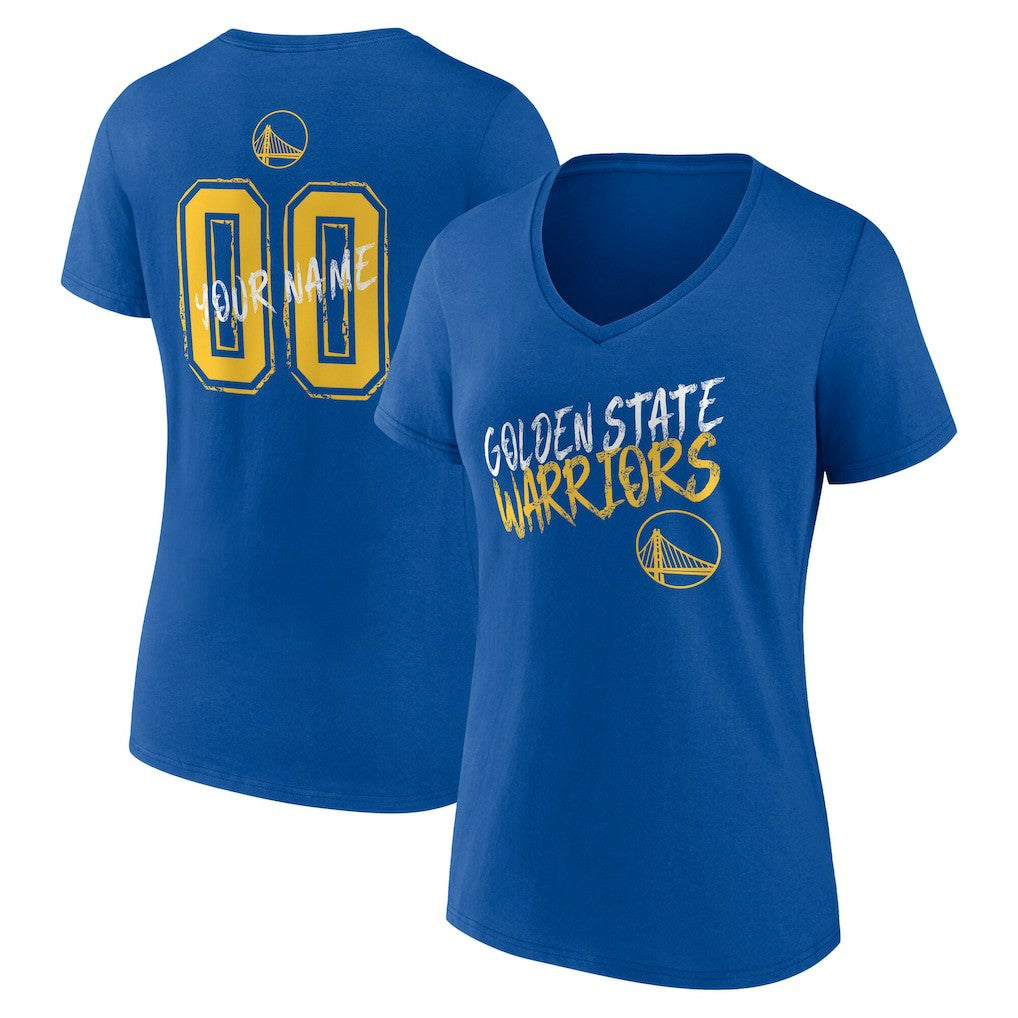 NBA - Golden State Warriors Women's Hustle Custom V-Neck T-Shirt - Royal