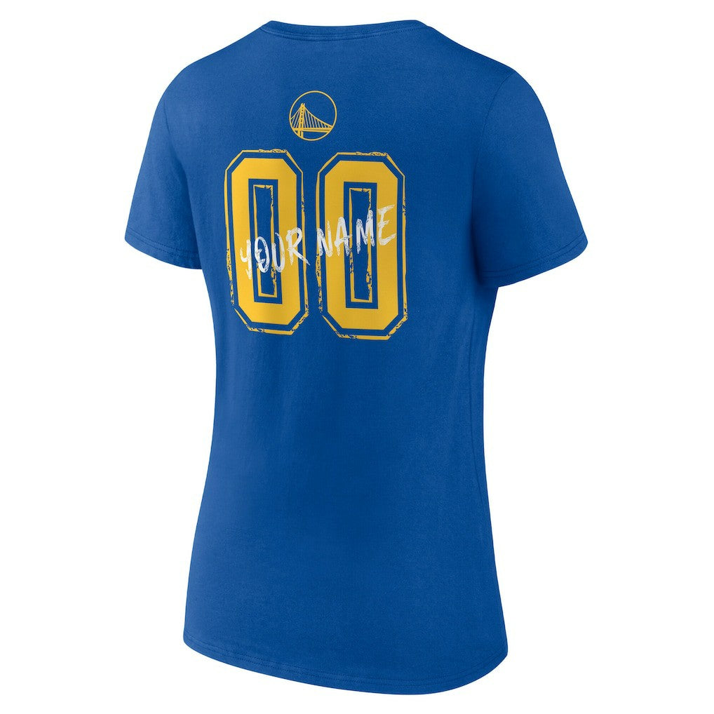 NBA - Golden State Warriors Women's Hustle Custom V-Neck T-Shirt - Royal