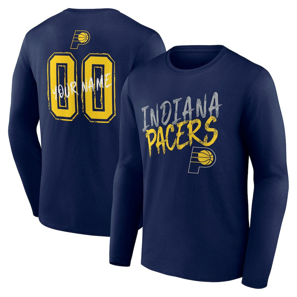NBA - Indiana Pacers Hustle Custom Long Sleeve T-Shirt - Navy