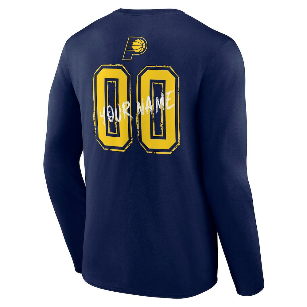 NBA - Indiana Pacers Hustle Custom Long Sleeve T-Shirt - Navy