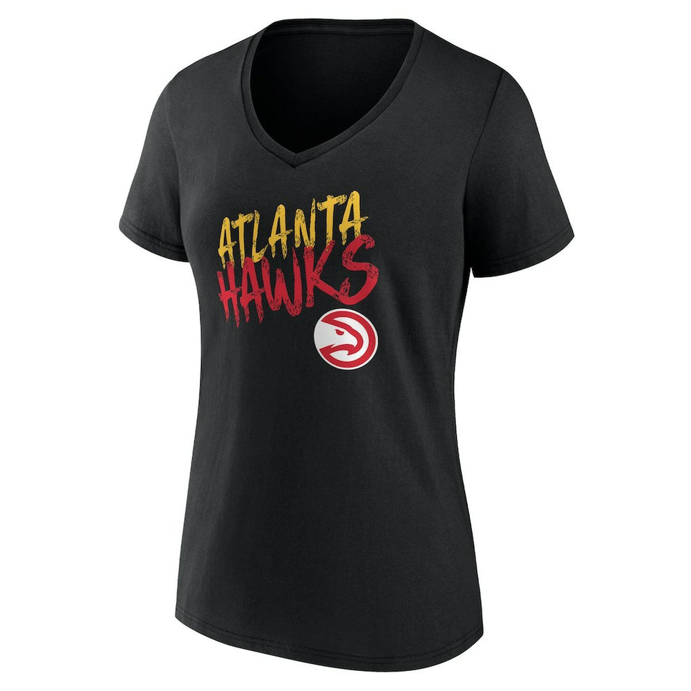 NBA - Atlanta Hawks Women's Hustle Custom V-Neck T-Shirt - Black