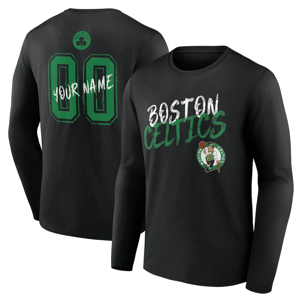 NBA - Boston Celtics Hustle Custom Long Sleeve T-Shirt - Black