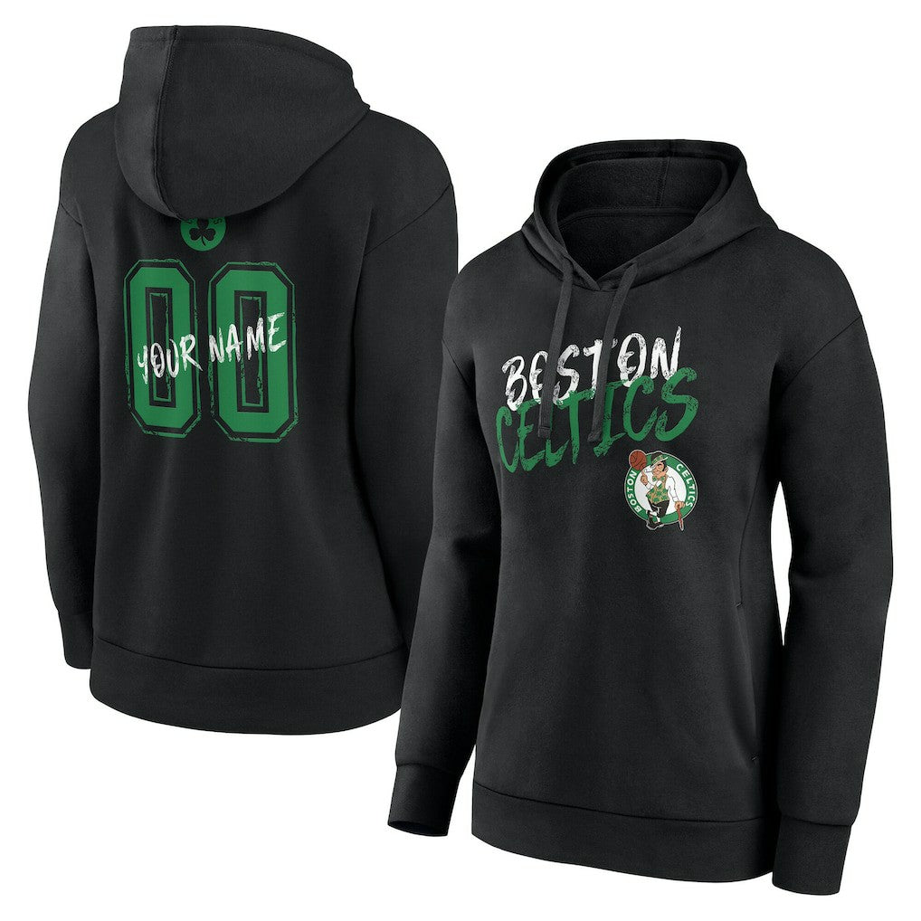 NBA - Boston Celtics Women's Hustle Custom Pullover Hoodie - Black