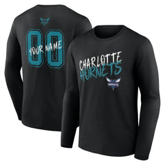 NBA - Charlotte Hornets Hustle Custom Long Sleeve T-Shirt - Black