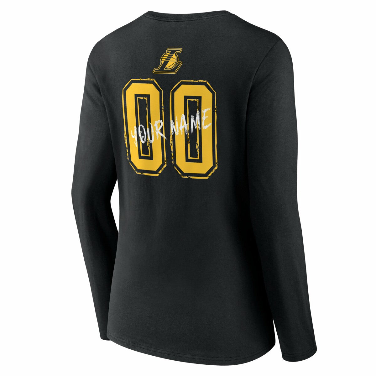 NBA - Los Angeles Lakers Women's Hustle Custom Long Sleeve V-Neck T-Shirt - Black