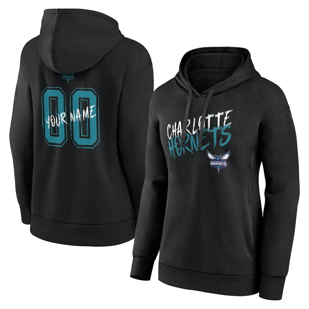 NBA - Charlotte Hornets Women's Hustle Custom Pullover Hoodie - Black