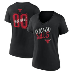 NBA - Chicago Bulls Women's Hustle Custom V-Neck T-Shirt - Black