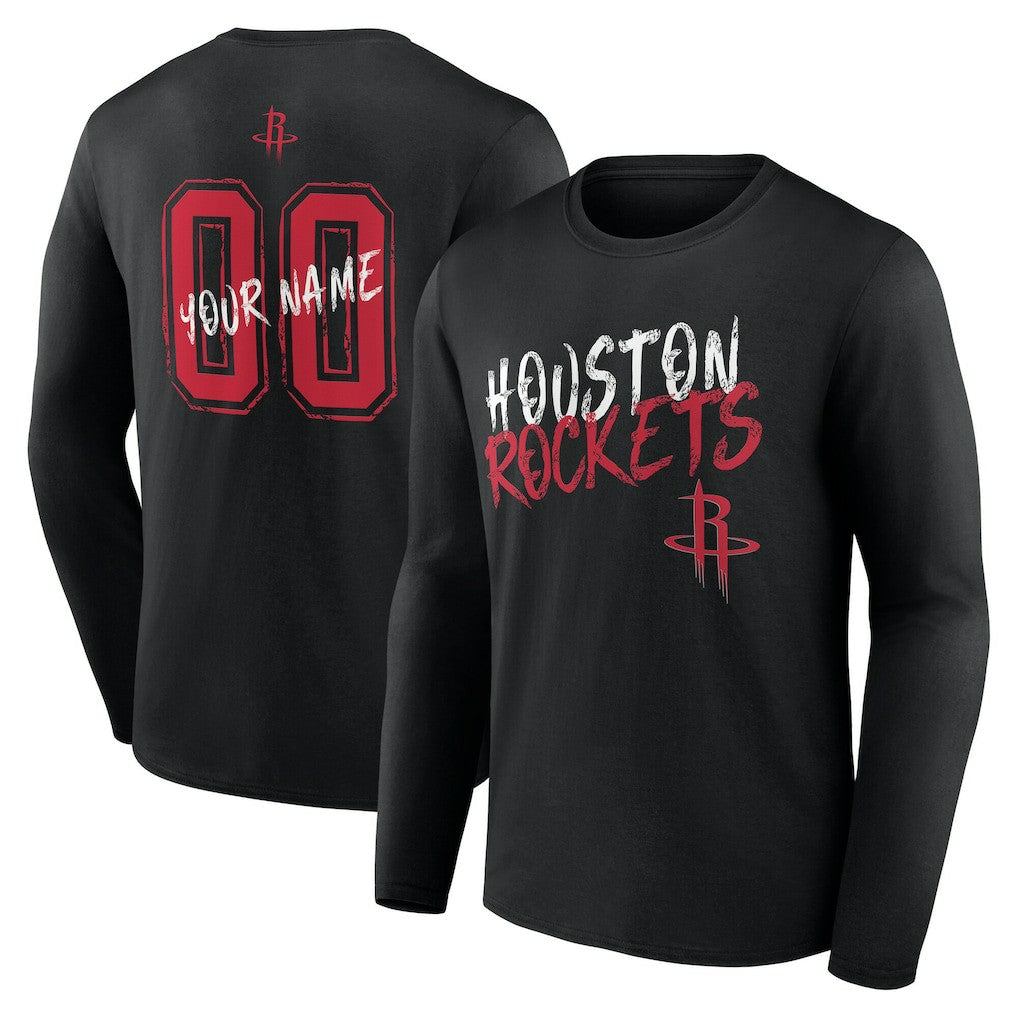 NBA - Houston Rockets Hustle Custom Long Sleeve T-Shirt - Black