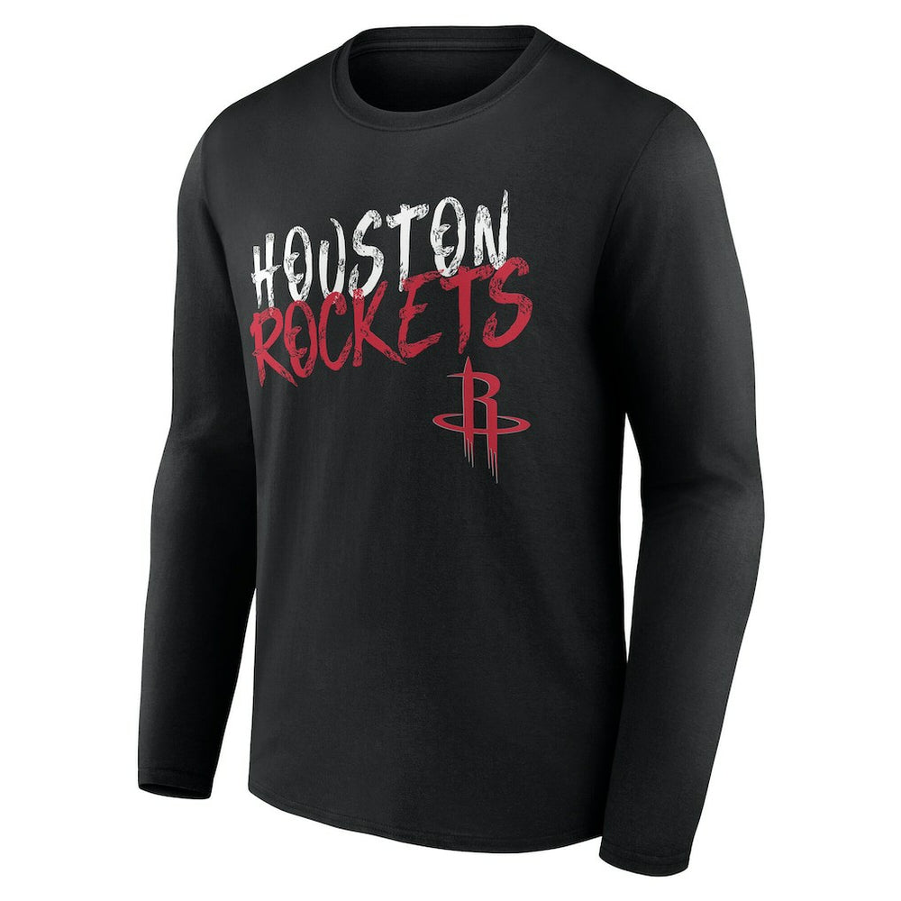 NBA - Houston Rockets Hustle Custom Long Sleeve T-Shirt - Black