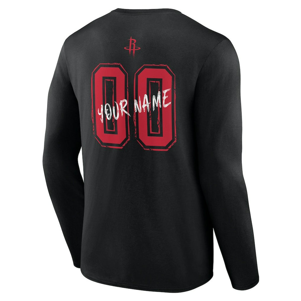 NBA - Houston Rockets Hustle Custom Long Sleeve T-Shirt - Black