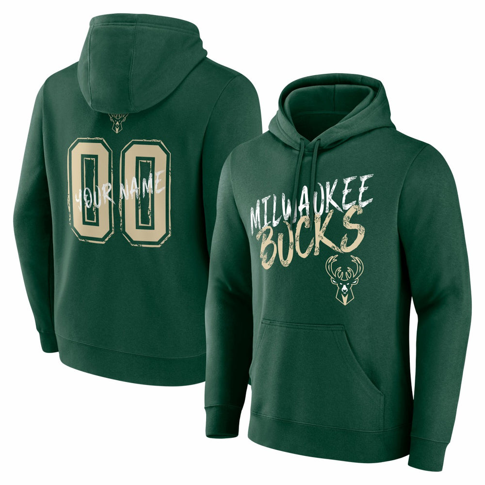 NBA - Milwaukee Bucks Hustle Custom Pullover Hoodie - Hunter Green