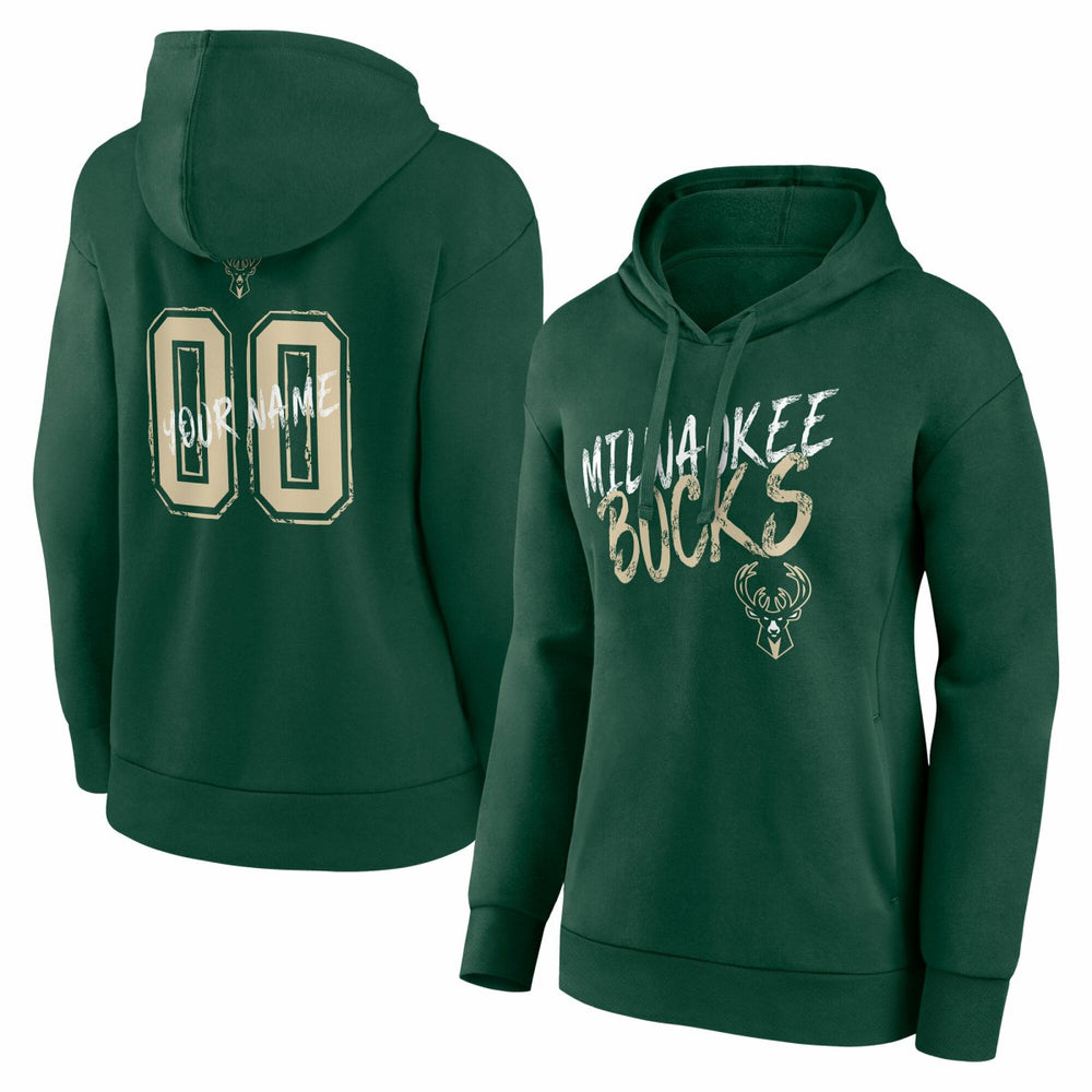 NBA - Milwaukee Bucks Women's Hustle Custom Pullover Hoodie - Hunter Green
