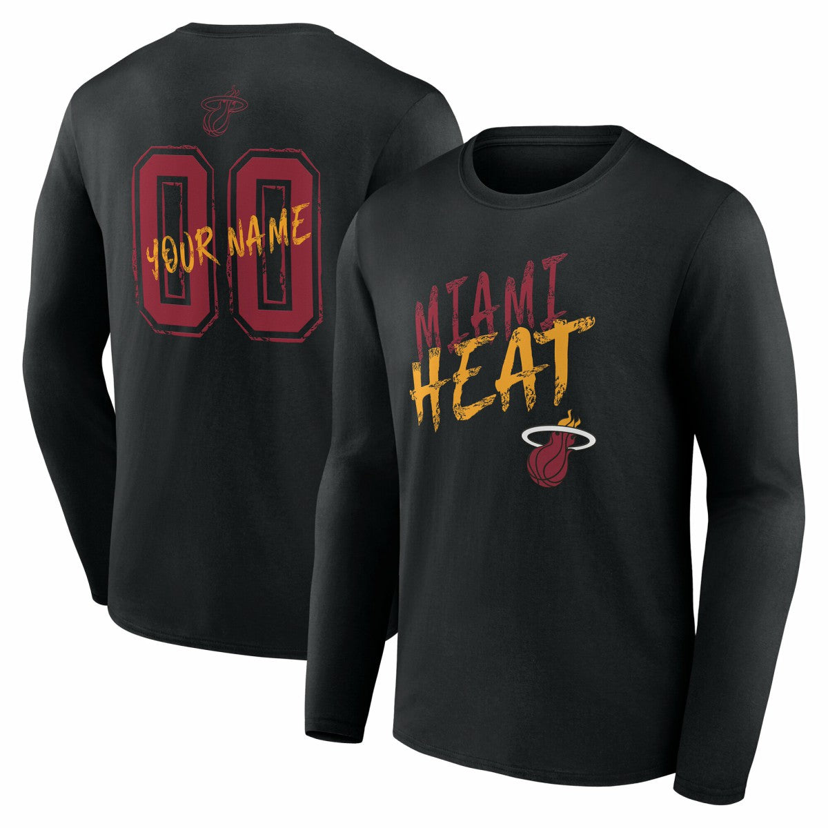 NBA - Miami Heat Hustle Custom Long Sleeve T-Shirt - Black