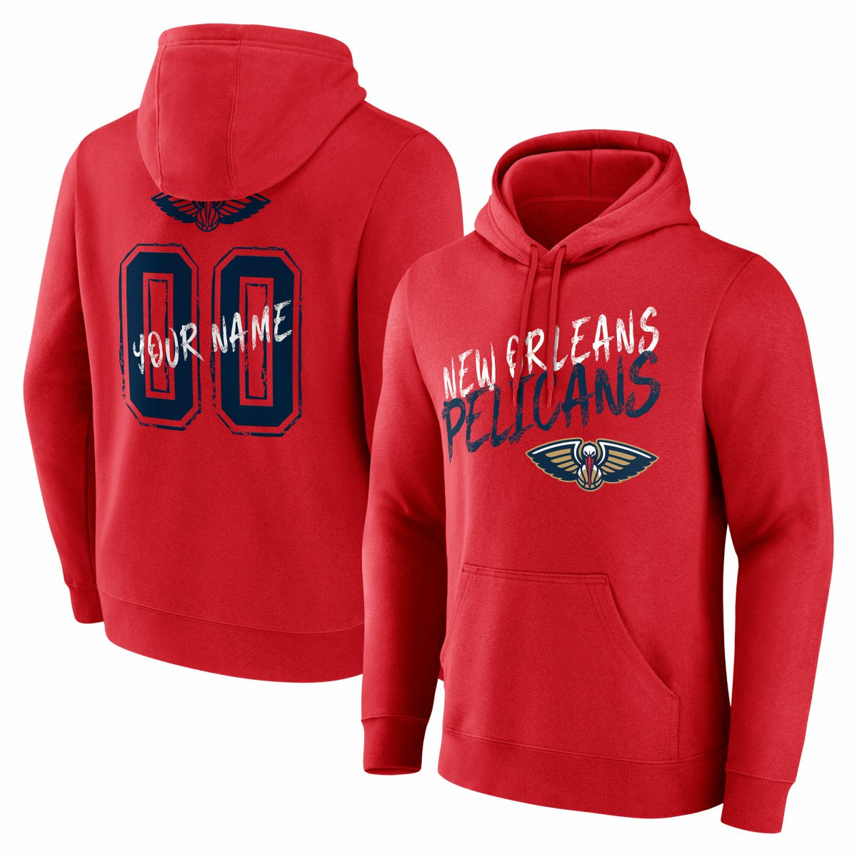 NBA - New Orleans Pelicans Hustle Custom Pullover Hoodie - Red
