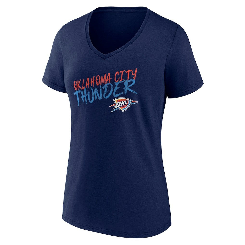NBA - Oklahoma City Thunder Women's Hustle Custom V-Neck T-Shirt - Navy